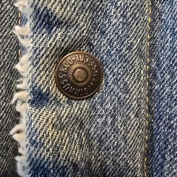 Men's Levi's Classic Blue Denim Jacket Sherpa Lining Size XXL Truckers Blue Jean - Picture 6 of 17